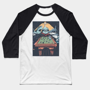 Sharks Playing Pool Billard Baseball T-Shirt